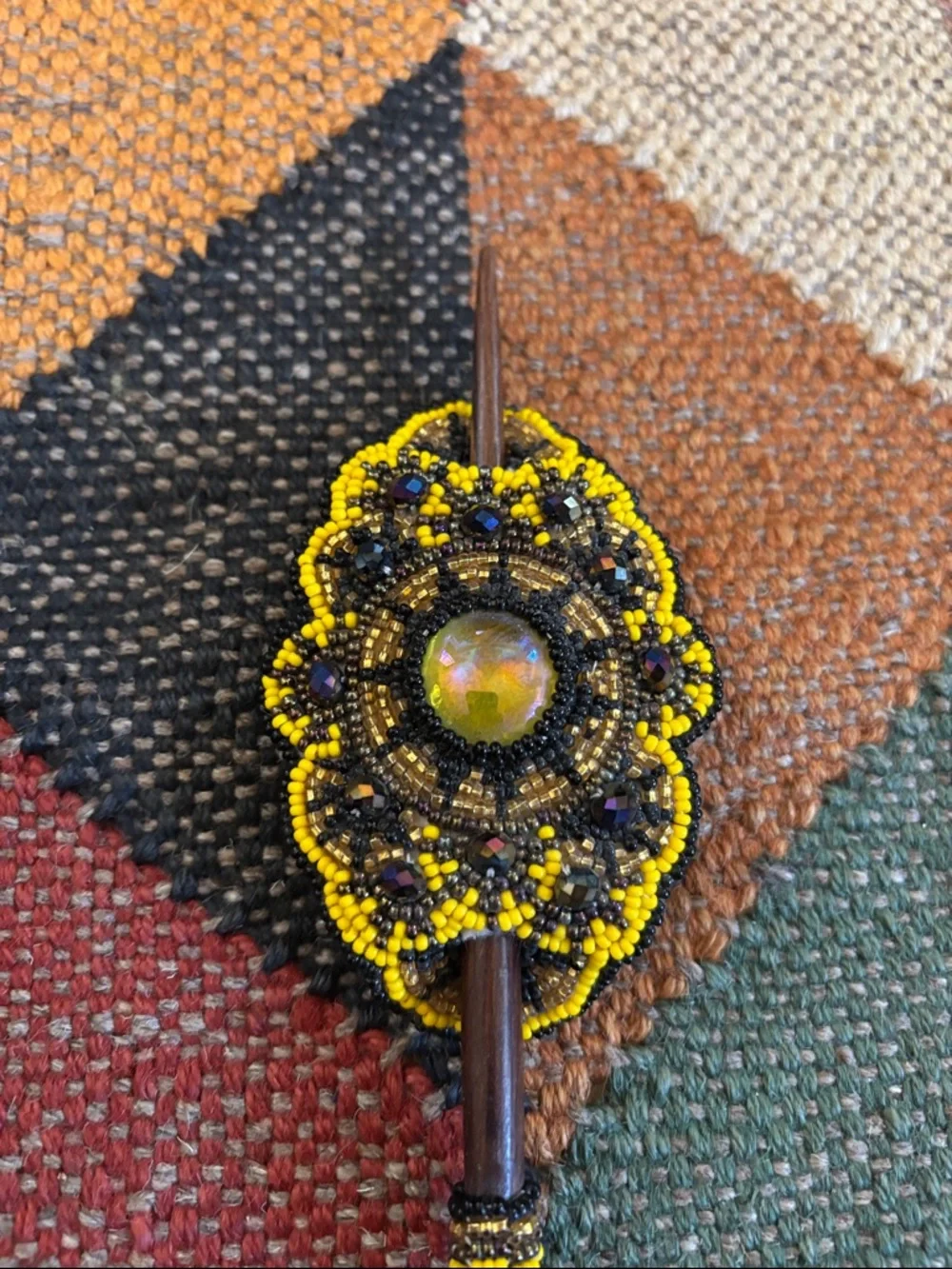 Gorgeous Hand Beaded Hair Stick Barrette Handmade Barrette Artisanal Accessory